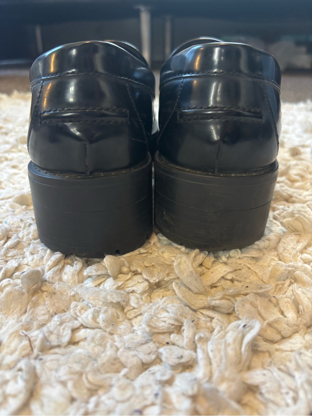 Express Women’s Black Patent Horsebit Platform Loafer Loafers Gold Hardware 9 - Picture 7 of 9